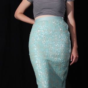 Sequin Mint Pencil Skirt- RACHEL Rachel Roy